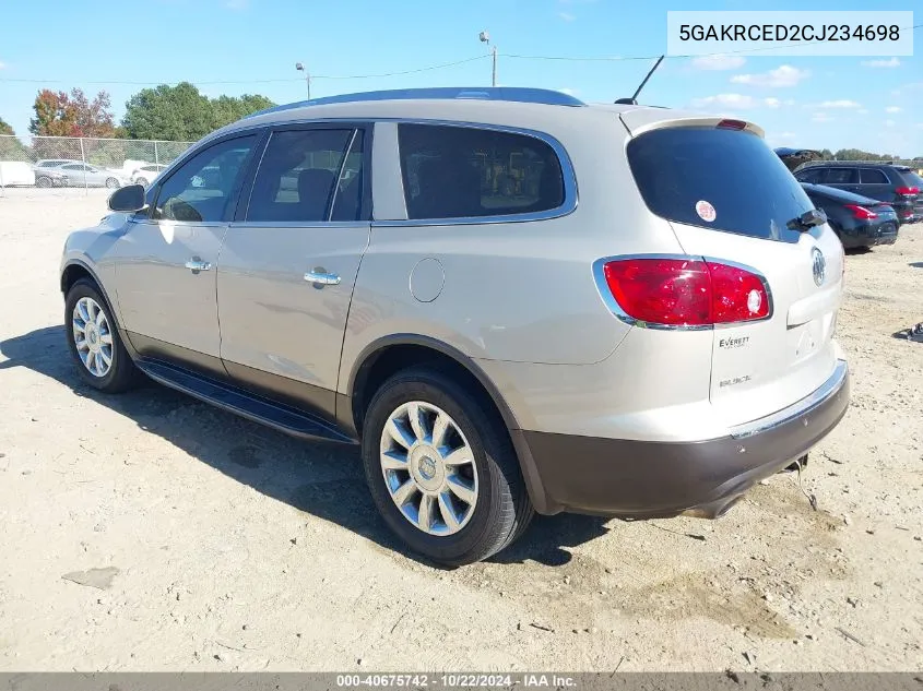 2012 Buick Enclave Leather VIN: 5GAKRCED2CJ234698 Lot: 40675742