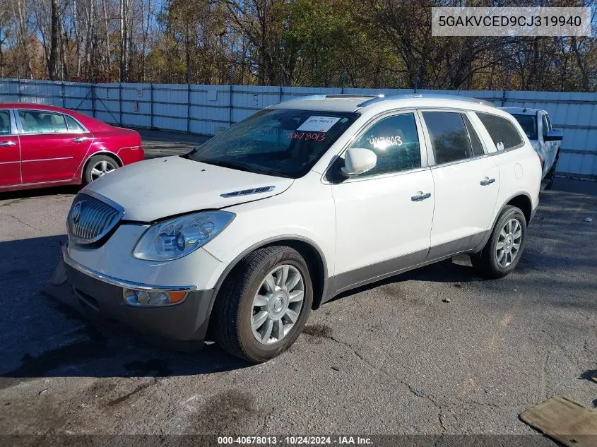 2012 Buick Enclave VIN: 5GAKVCED9CJ319940 Lot: 40678013