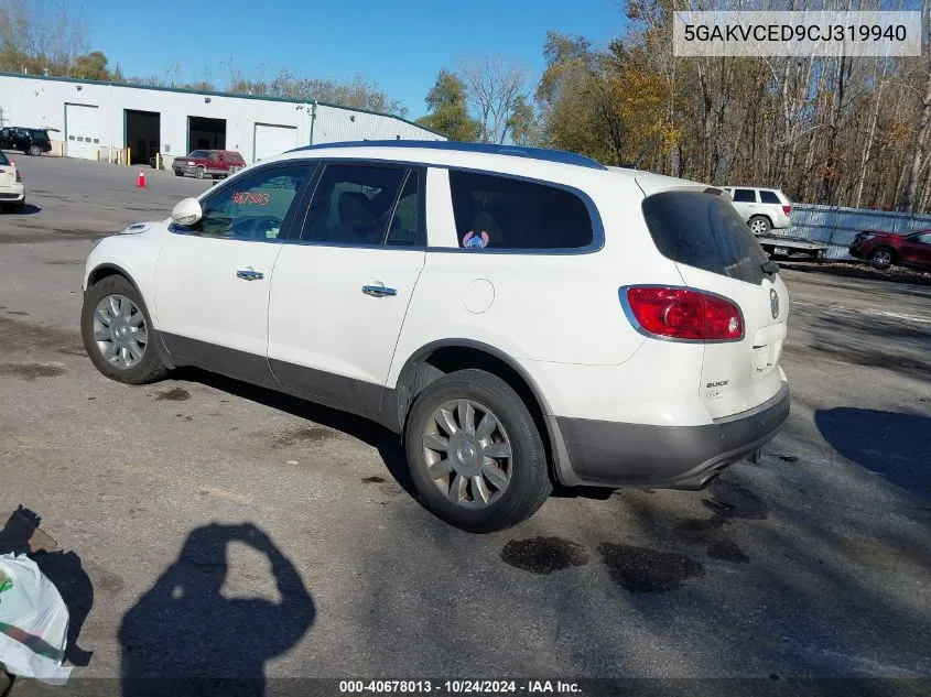 2012 Buick Enclave VIN: 5GAKVCED9CJ319940 Lot: 40678013