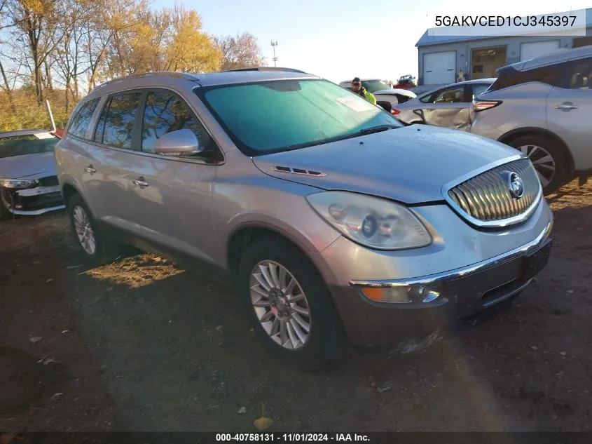 2012 Buick Enclave Leather VIN: 5GAKVCED1CJ345397 Lot: 40758131