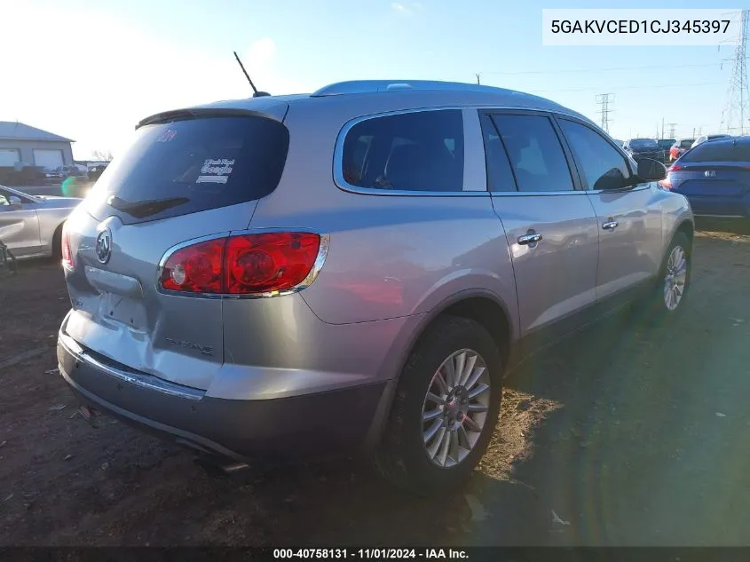 2012 Buick Enclave Leather VIN: 5GAKVCED1CJ345397 Lot: 40758131