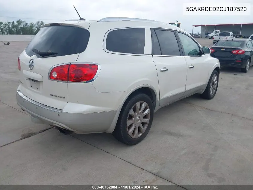 2012 Buick Enclave Premium VIN: 5GAKRDED2CJ187520 Lot: 40762004