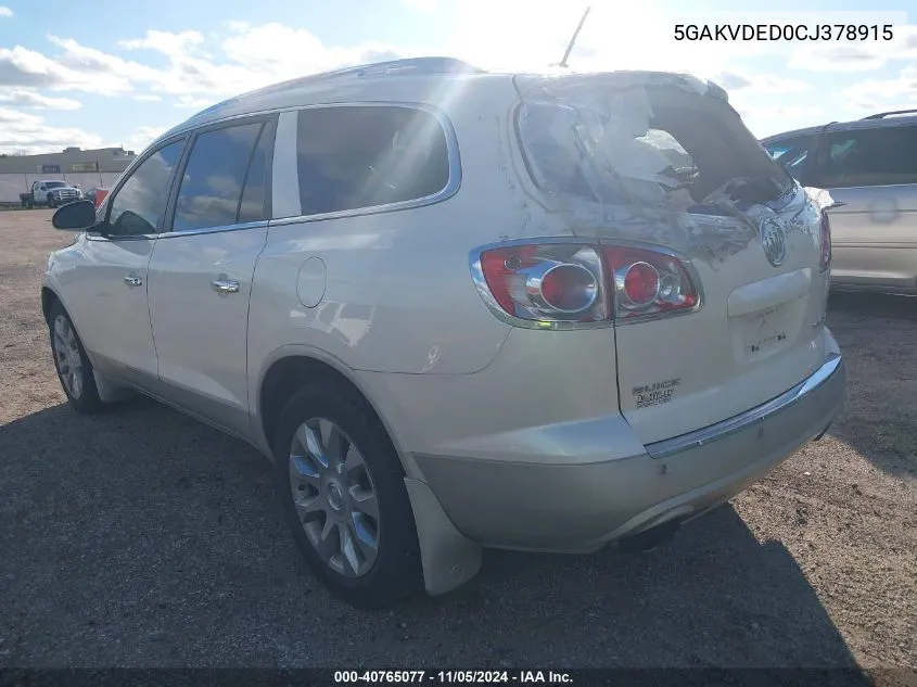 2012 Buick Enclave Premium VIN: 5GAKVDED0CJ378915 Lot: 40765077