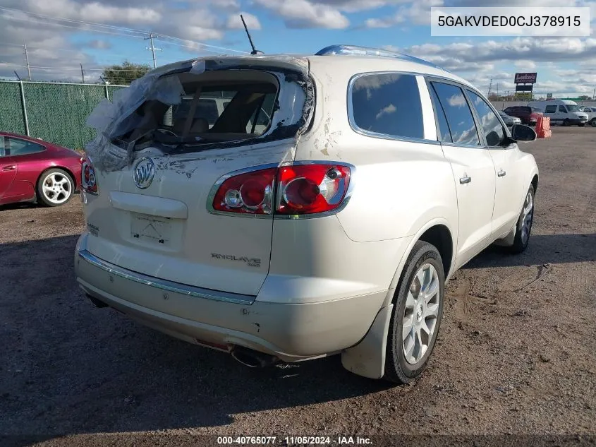 2012 Buick Enclave Premium VIN: 5GAKVDED0CJ378915 Lot: 40765077