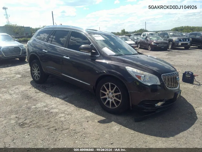 2013 Buick Enclave Leather VIN: 5GAKRCKD0DJ104926 Lot: 40694343