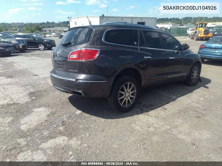 2013 Buick Enclave Leather VIN: 5GAKRCKD0DJ104926 Lot: 40694343