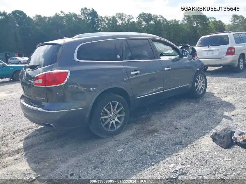 2014 Buick Enclave Leather VIN: 5GAKRBKD5EJ135648 Lot: 39909005