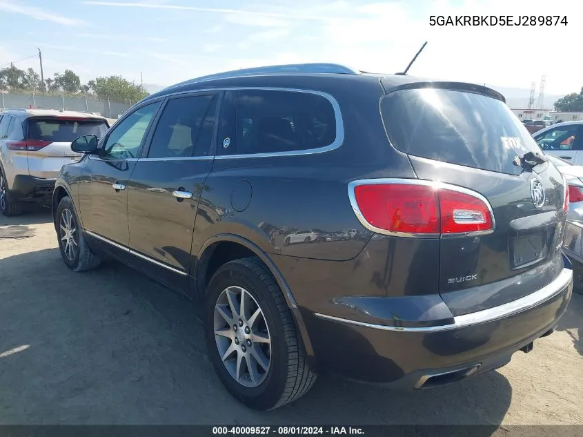 2014 Buick Enclave Leather VIN: 5GAKRBKD5EJ289874 Lot: 40009527