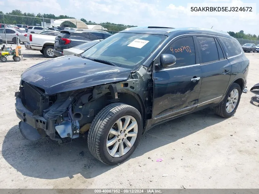 2014 Buick Enclave Leather VIN: 5GAKRBKD5EJ324672 Lot: 40087952