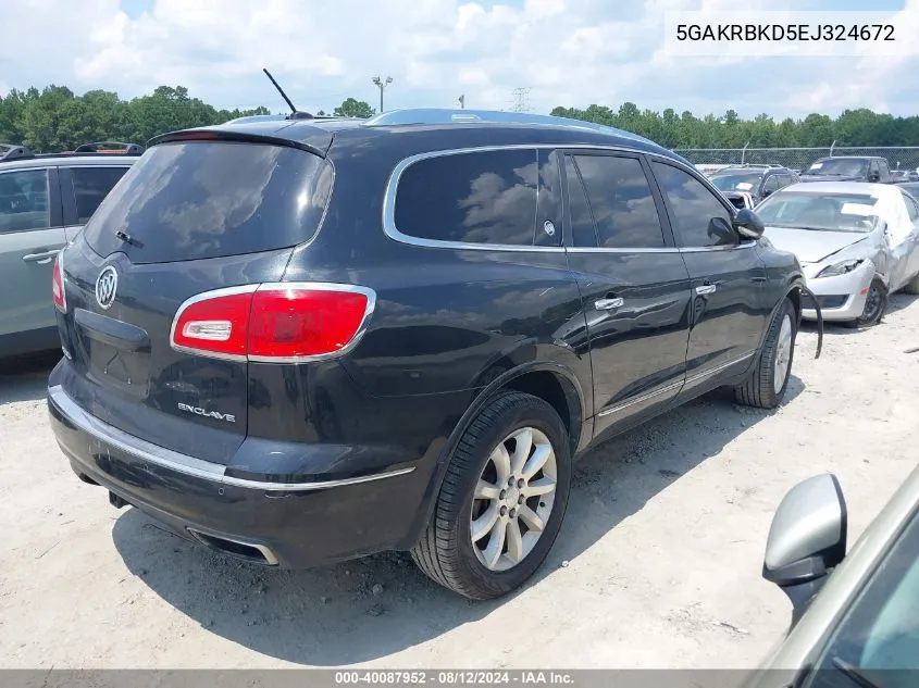 2014 Buick Enclave Leather VIN: 5GAKRBKD5EJ324672 Lot: 40087952