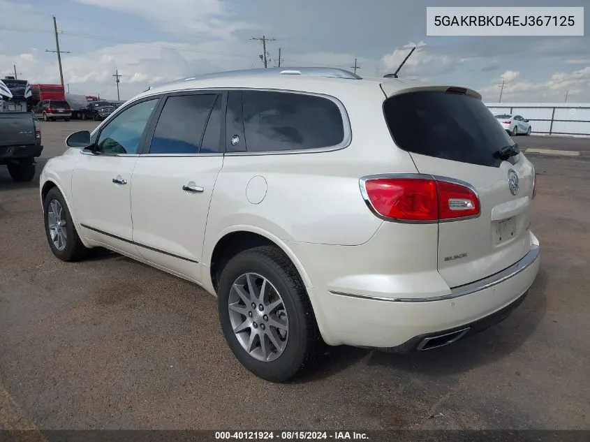 2014 Buick Enclave Leather VIN: 5GAKRBKD4EJ367125 Lot: 40121924