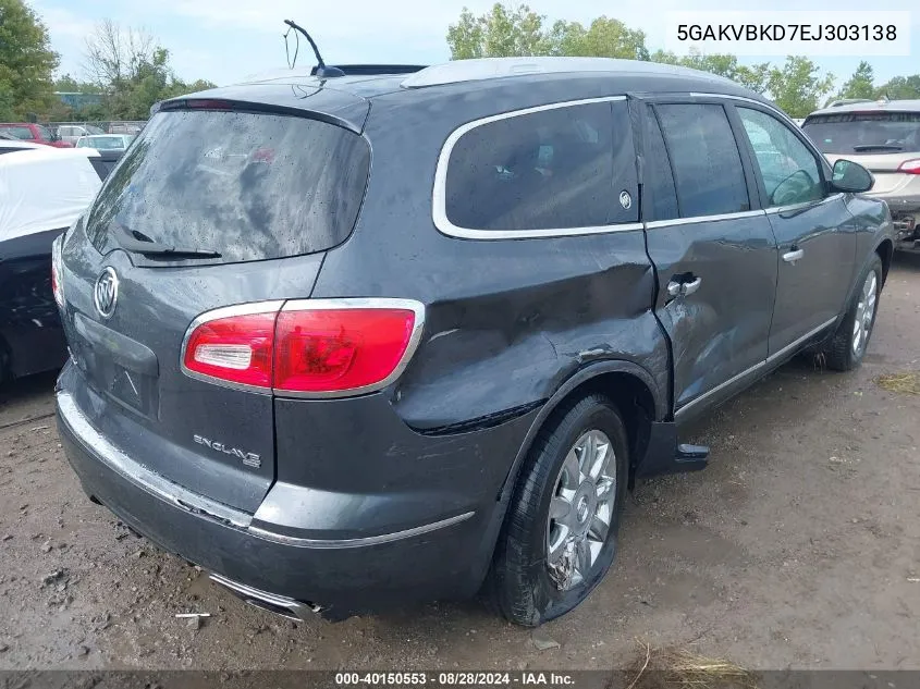 5GAKVBKD7EJ303138 2014 Buick Enclave Leather