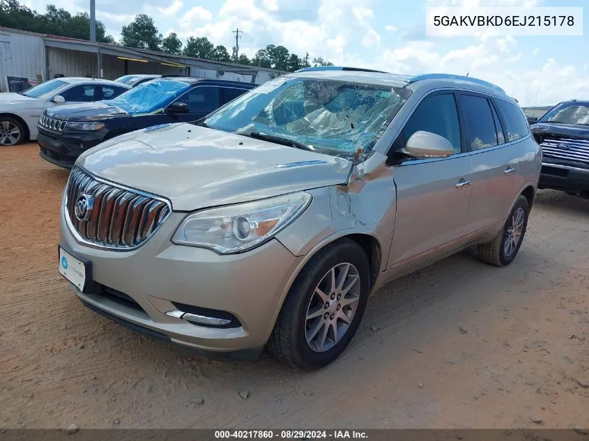 2014 Buick Enclave Leather VIN: 5GAKVBKD6EJ215178 Lot: 40217860