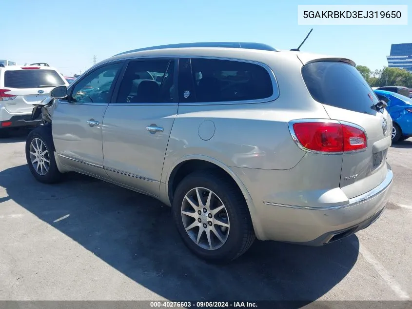 2014 Buick Enclave Leather VIN: 5GAKRBKD3EJ319650 Lot: 40276603