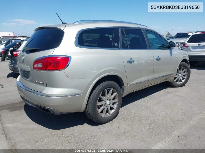 2014 Buick Enclave Leather VIN: 5GAKRBKD3EJ319650 Lot: 40276603