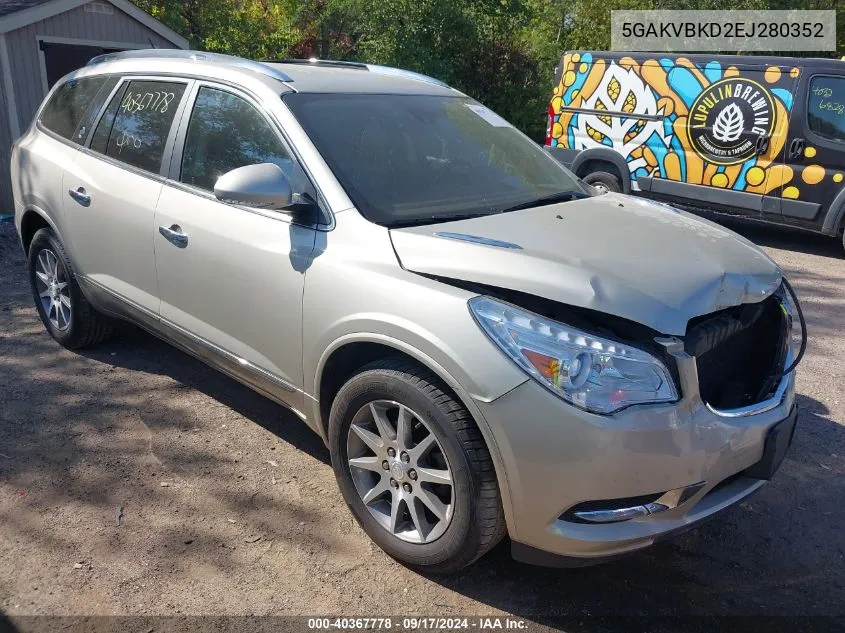 2014 Buick Enclave Leather VIN: 5GAKVBKD2EJ280352 Lot: 40367778