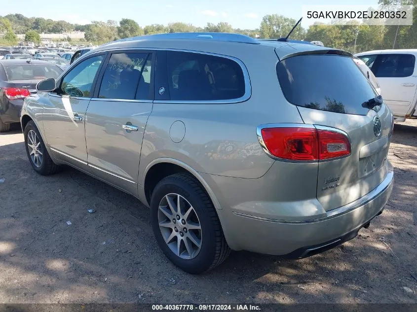 2014 Buick Enclave Leather VIN: 5GAKVBKD2EJ280352 Lot: 40367778