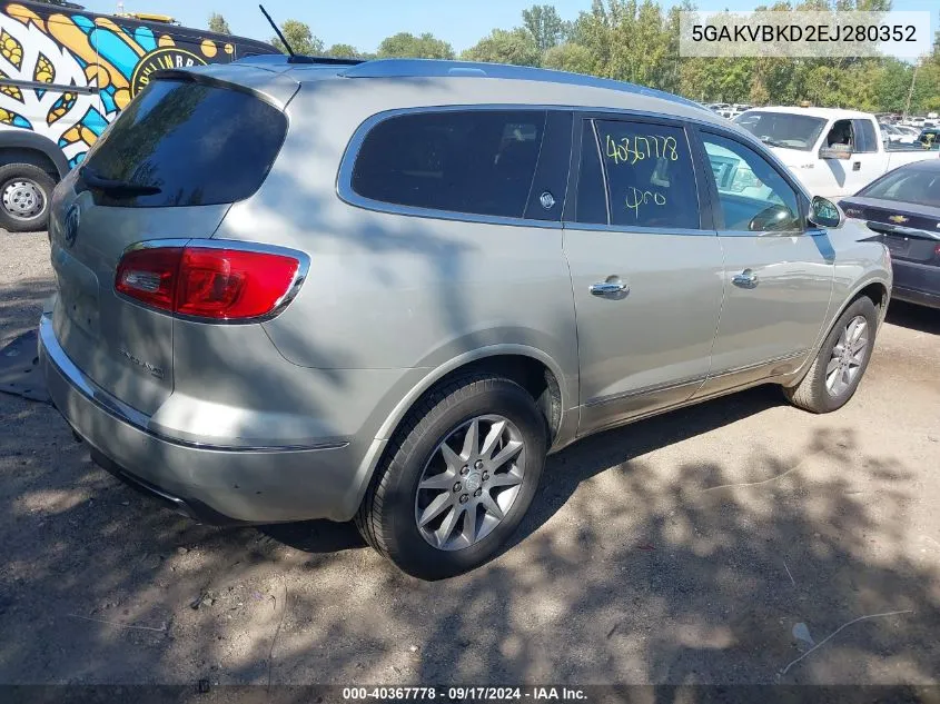 2014 Buick Enclave Leather VIN: 5GAKVBKD2EJ280352 Lot: 40367778