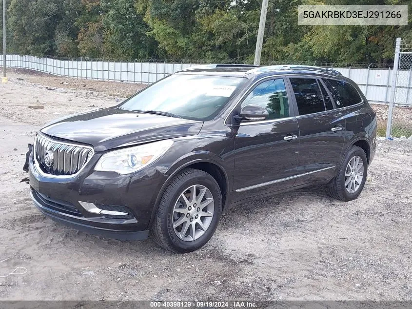 2014 Buick Enclave Leather VIN: 5GAKRBKD3EJ291266 Lot: 40398129