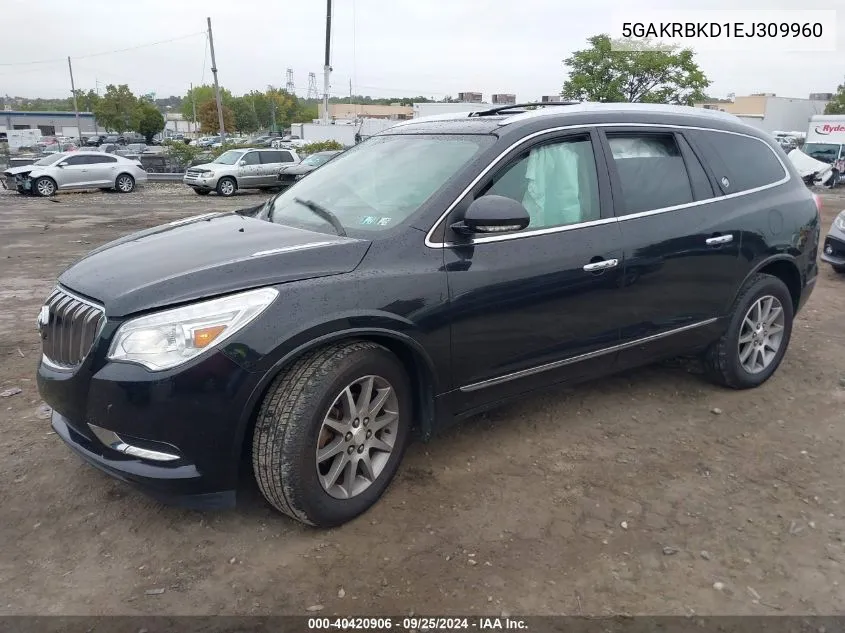 2014 Buick Enclave Leather VIN: 5GAKRBKD1EJ309960 Lot: 40420906