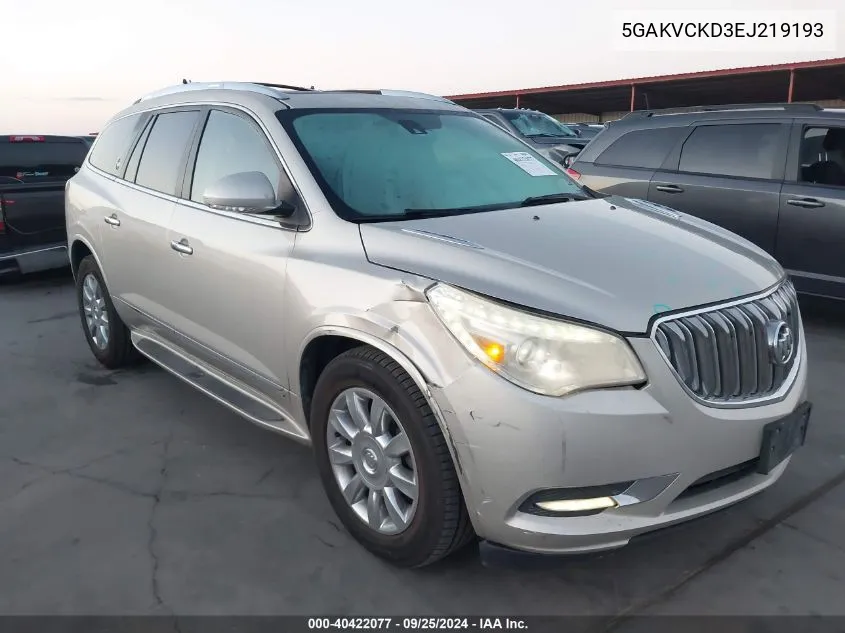 2014 Buick Enclave Premium VIN: 5GAKVCKD3EJ219193 Lot: 40422077