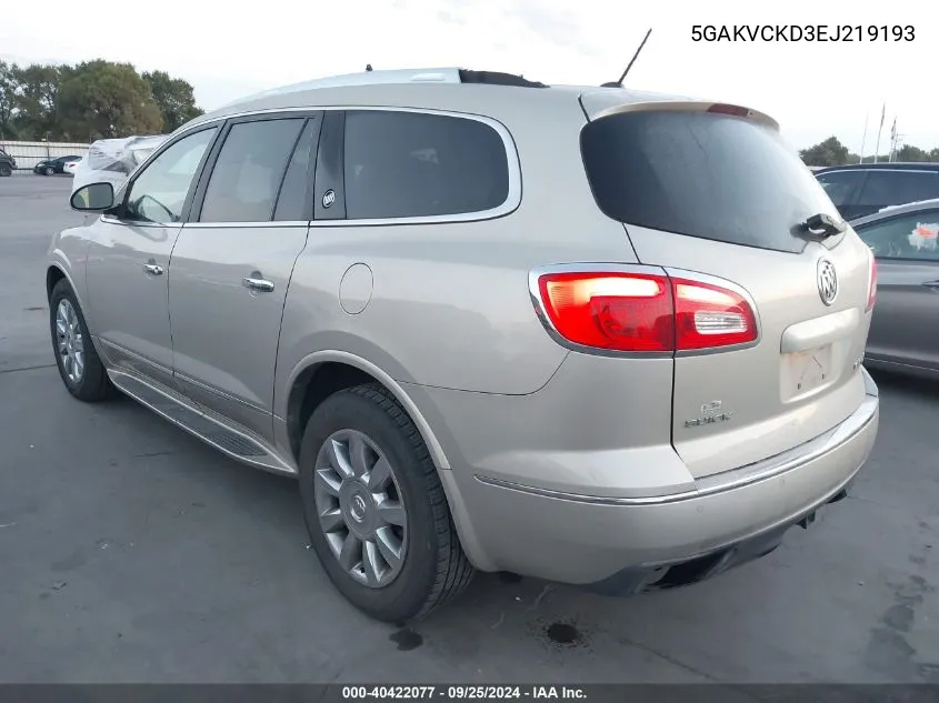 2014 Buick Enclave Premium VIN: 5GAKVCKD3EJ219193 Lot: 40422077