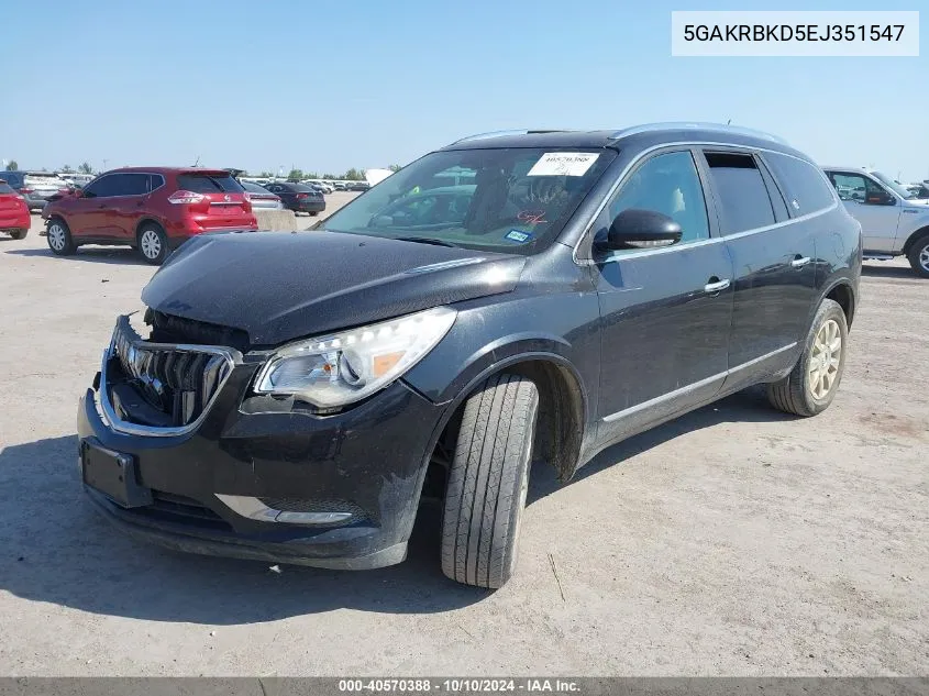 2014 Buick Enclave Leather VIN: 5GAKRBKD5EJ351547 Lot: 40570388