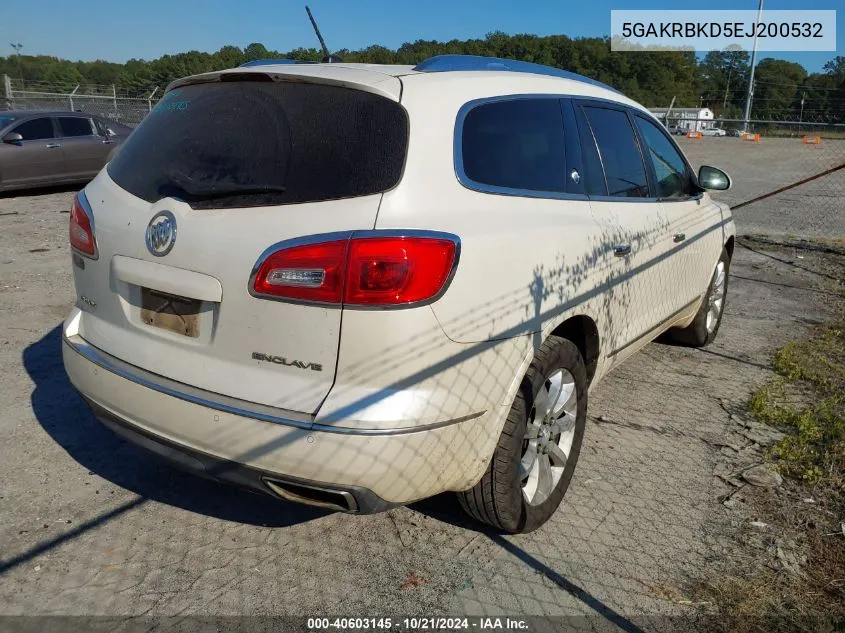 2014 Buick Enclave Leather VIN: 5GAKRBKD5EJ200532 Lot: 40603145