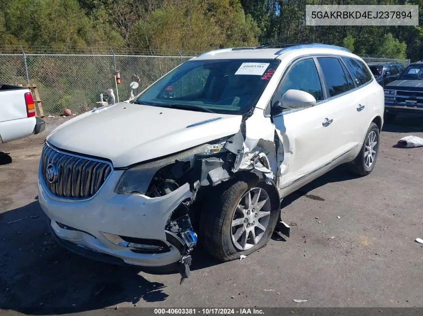 2014 Buick Enclave Leather VIN: 5GAKRBKD4EJ237894 Lot: 40603381