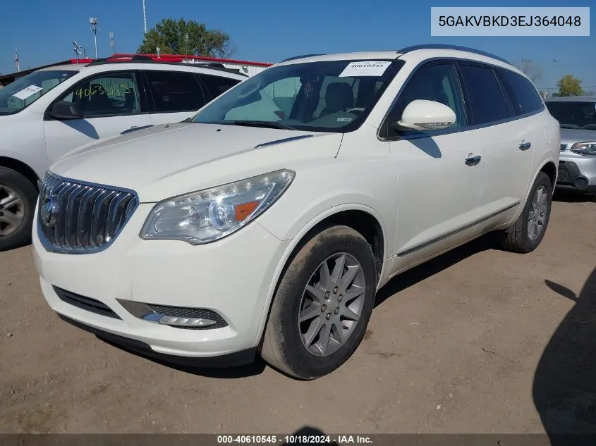 2014 Buick Enclave Leather VIN: 5GAKVBKD3EJ364048 Lot: 40610545