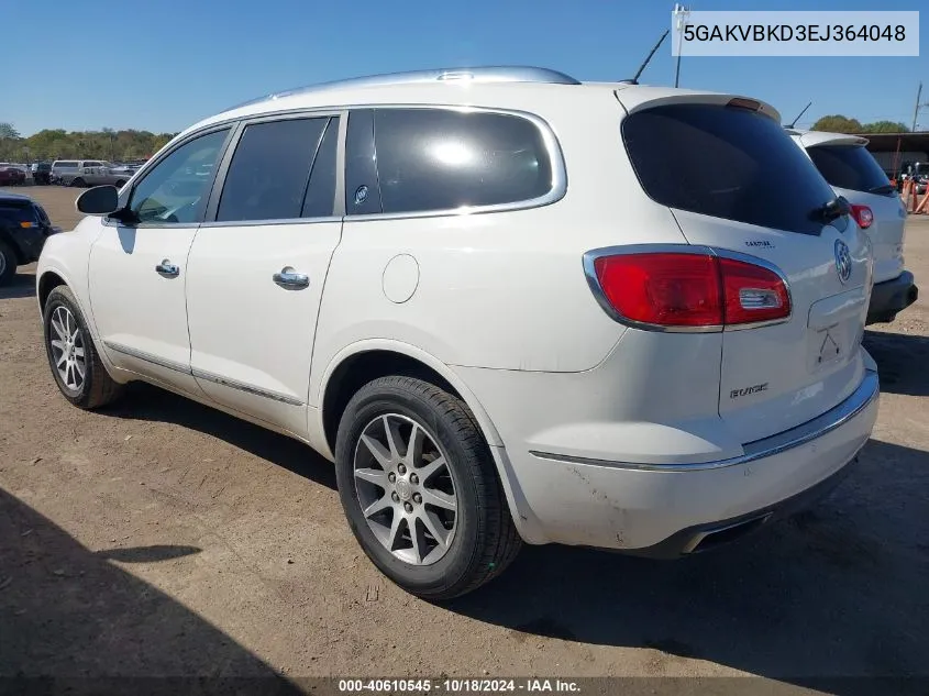 2014 Buick Enclave Leather VIN: 5GAKVBKD3EJ364048 Lot: 40610545