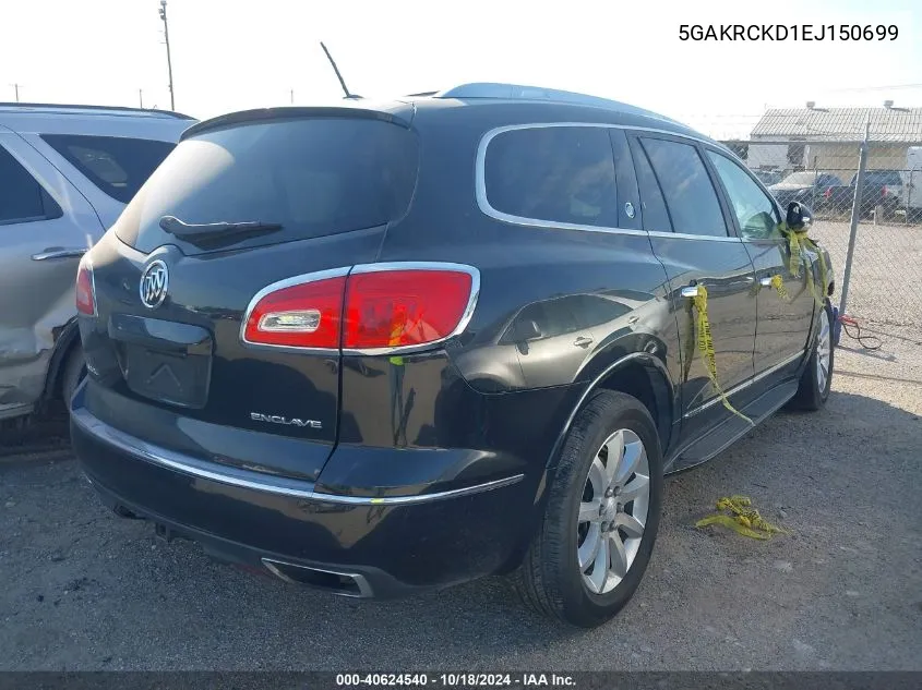 2014 Buick Enclave Premium VIN: 5GAKRCKD1EJ150699 Lot: 40624540