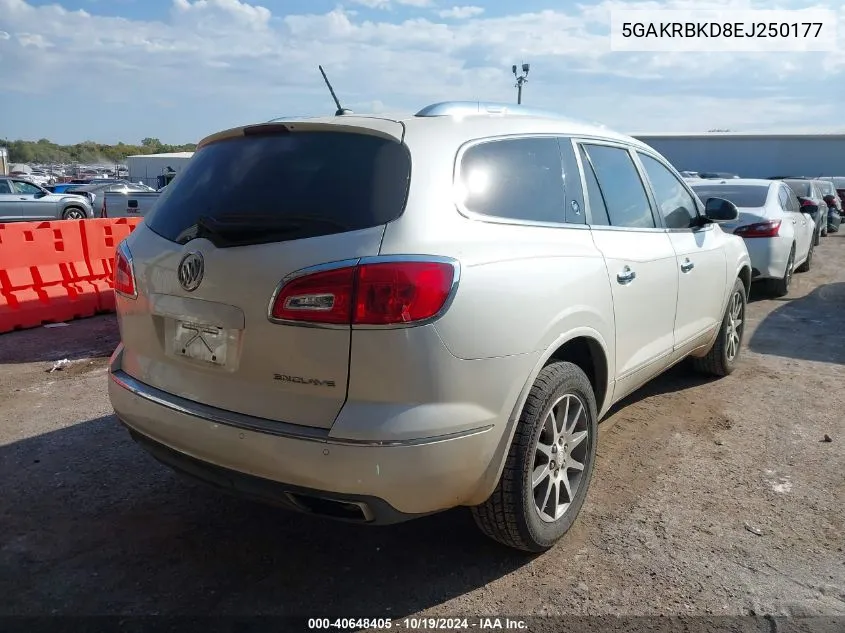 2014 Buick Enclave Leather VIN: 5GAKRBKD8EJ250177 Lot: 40648405