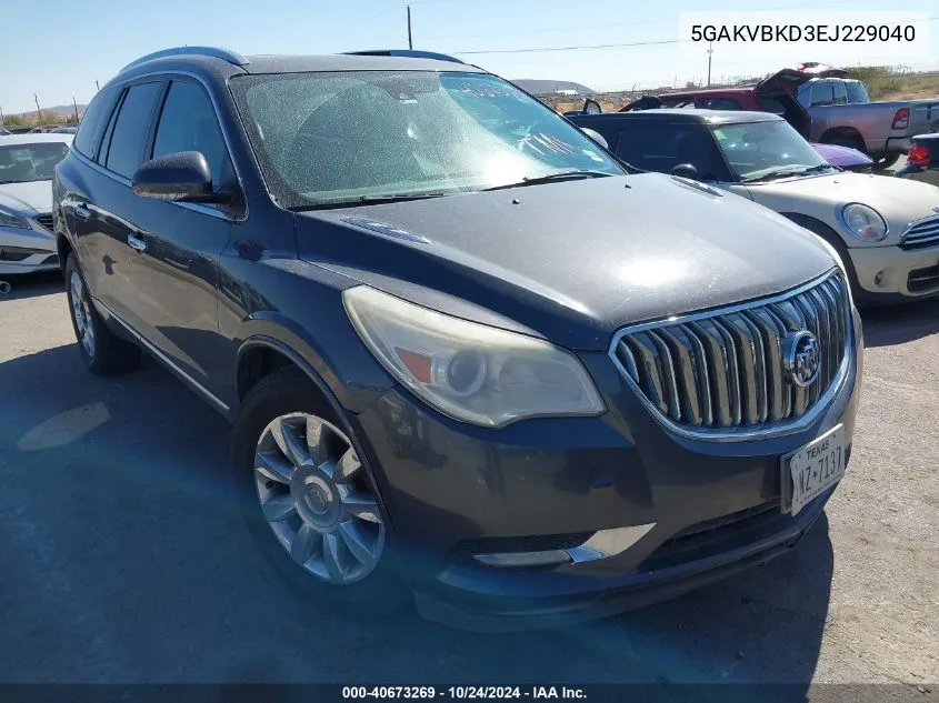 2014 Buick Enclave Leather VIN: 5GAKVBKD3EJ229040 Lot: 40673269