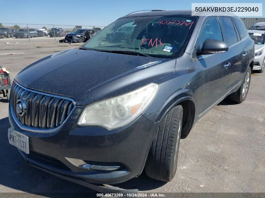 2014 Buick Enclave Leather VIN: 5GAKVBKD3EJ229040 Lot: 40673269