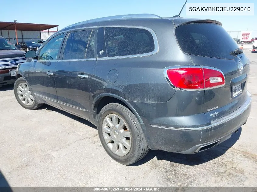 2014 Buick Enclave Leather VIN: 5GAKVBKD3EJ229040 Lot: 40673269