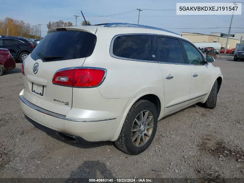 2014 Buick Enclave Leather VIN: 5GAKVBKDXEJ191547 Lot: 40683140