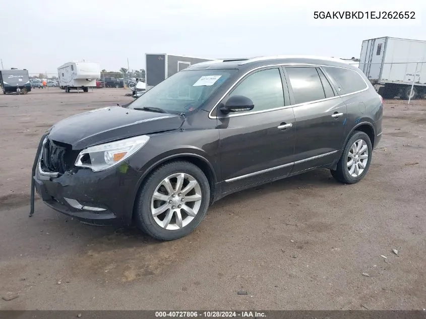 2014 Buick Enclave Leather VIN: 5GAKVBKD1EJ262652 Lot: 40727806