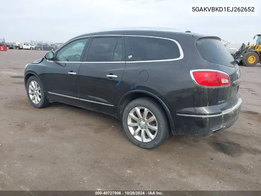 2014 Buick Enclave Leather VIN: 5GAKVBKD1EJ262652 Lot: 40727806