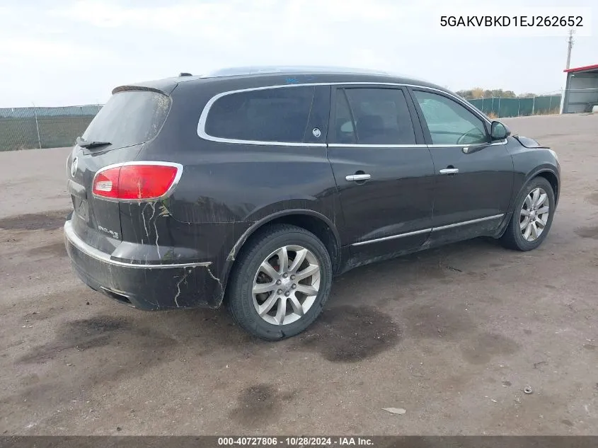 2014 Buick Enclave Leather VIN: 5GAKVBKD1EJ262652 Lot: 40727806