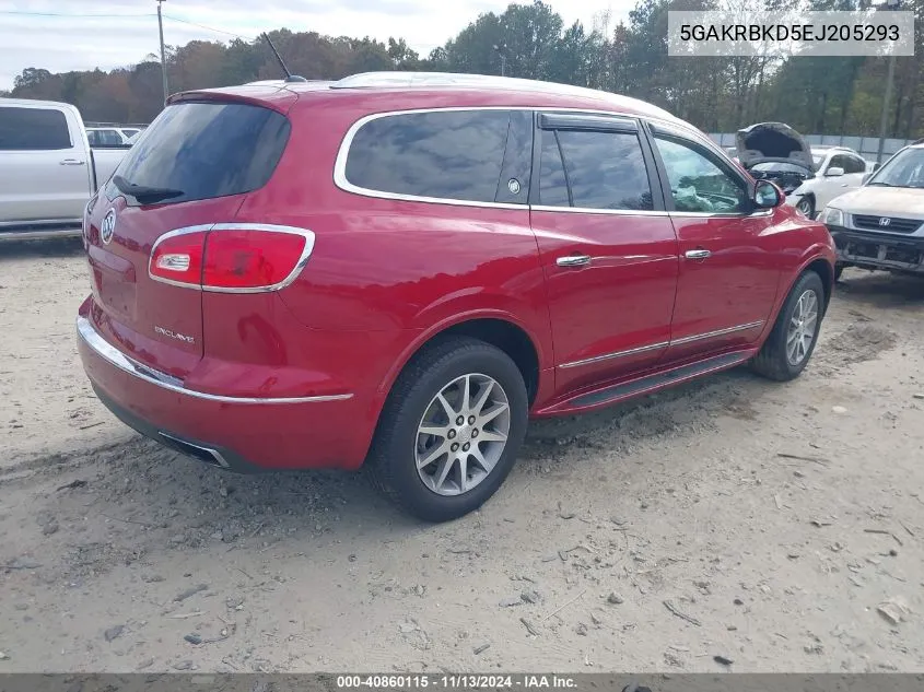 2014 Buick Enclave Leather VIN: 5GAKRBKD5EJ205293 Lot: 40860115