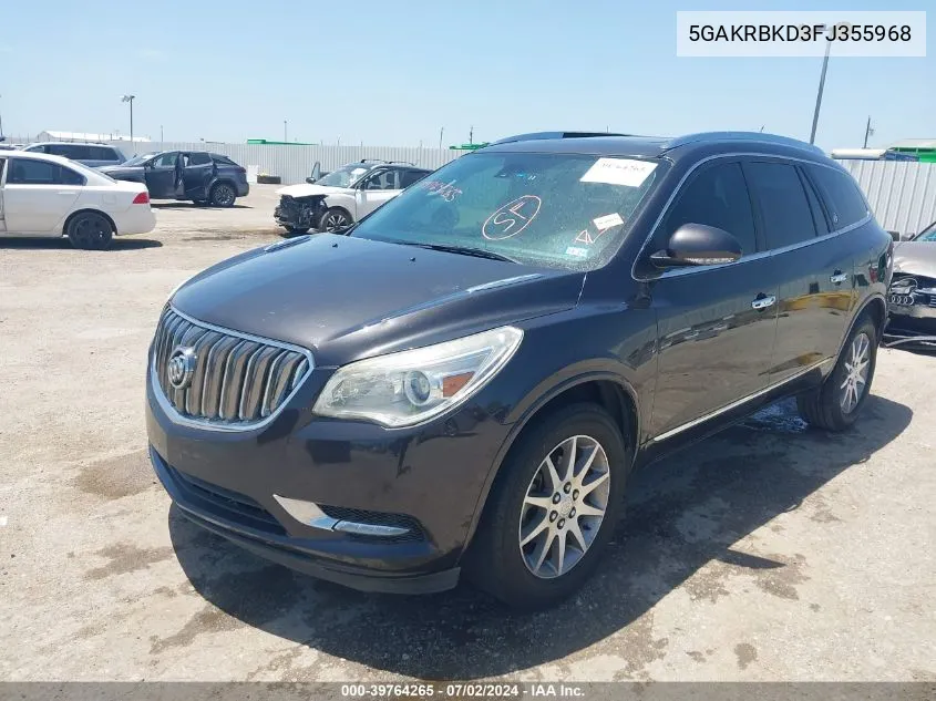 2015 Buick Enclave Leather VIN: 5GAKRBKD3FJ355968 Lot: 39764265