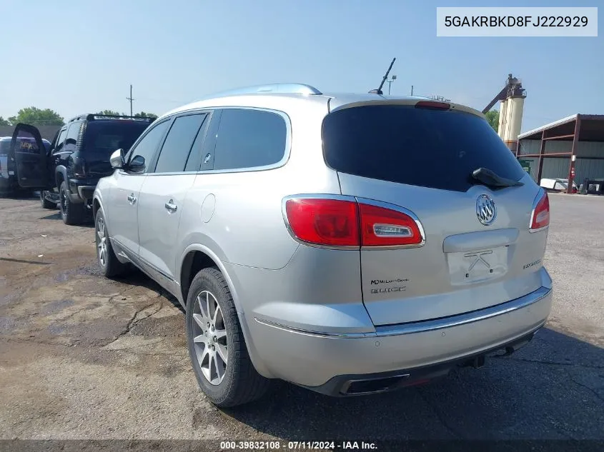 2015 Buick Enclave Leather VIN: 5GAKRBKD8FJ222929 Lot: 39832108