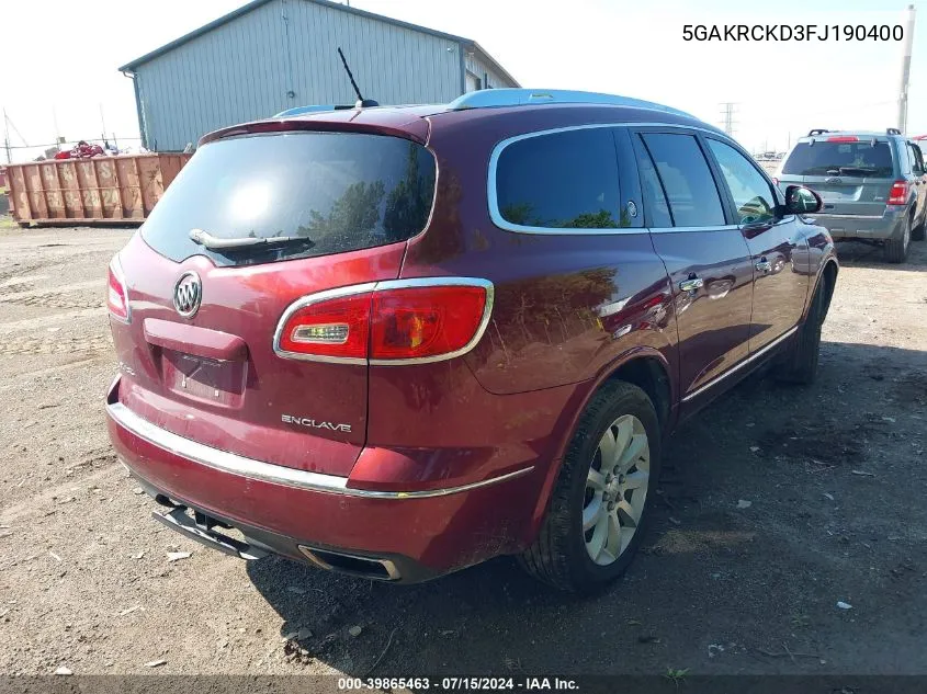 2015 Buick Enclave Premium VIN: 5GAKRCKD3FJ190400 Lot: 39865463