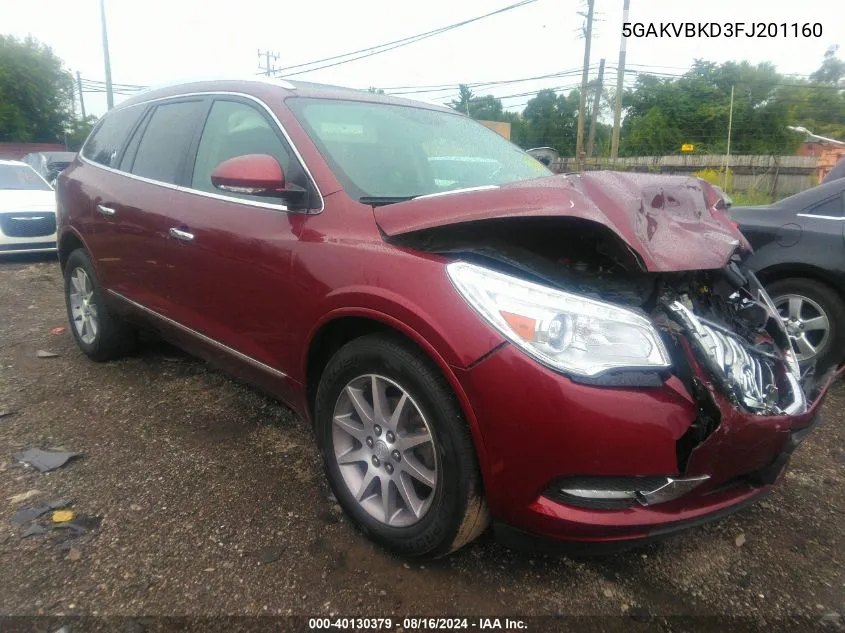 2015 Buick Enclave Leather VIN: 5GAKVBKD3FJ201160 Lot: 40130379