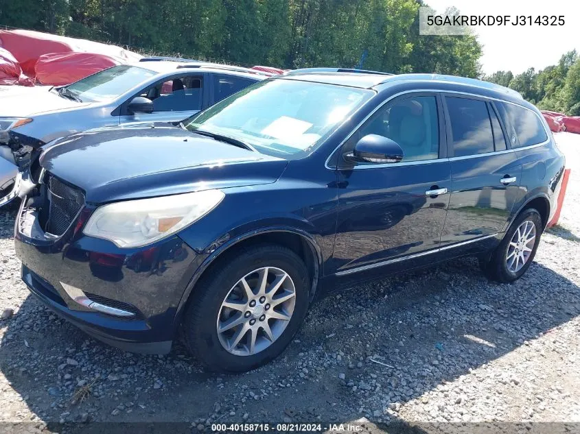 2015 Buick Enclave Leather VIN: 5GAKRBKD9FJ314325 Lot: 40158715