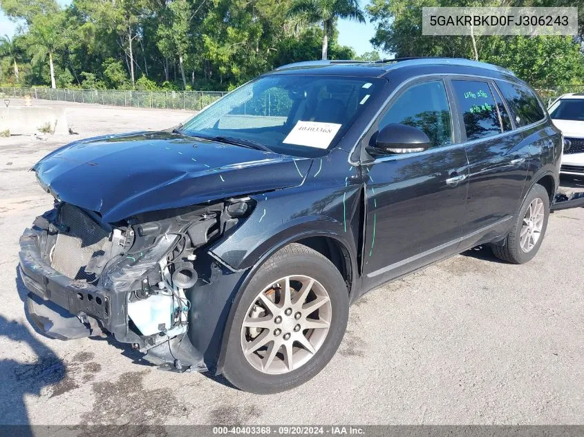 2015 Buick Enclave Leather VIN: 5GAKRBKD0FJ306243 Lot: 40403368