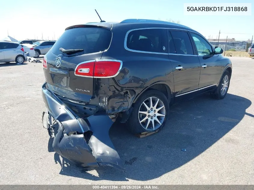 2015 Buick Enclave Leather VIN: 5GAKRBKD1FJ318868 Lot: 40411394