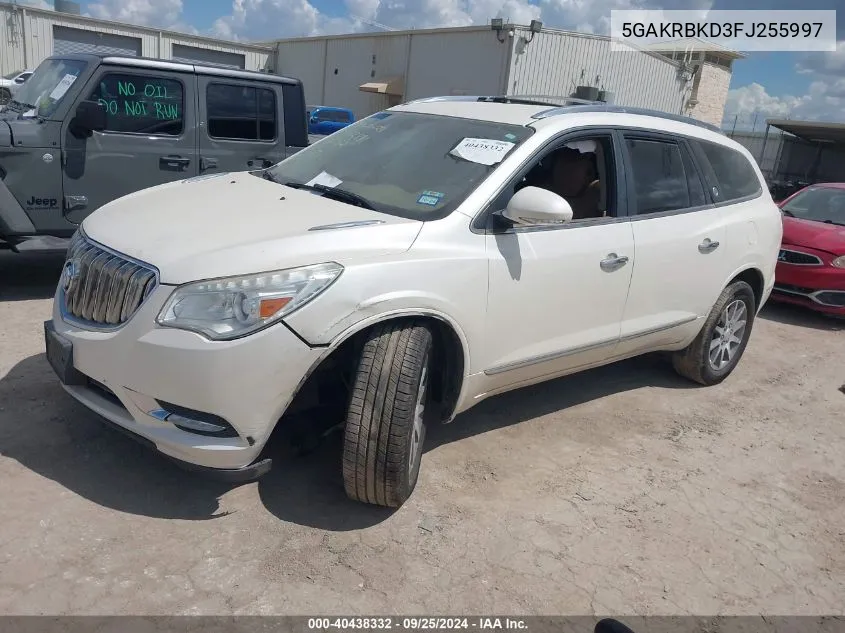 2015 Buick Enclave Leather VIN: 5GAKRBKD3FJ255997 Lot: 40438332