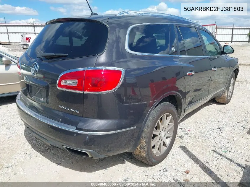 2015 Buick Enclave Leather VIN: 5GAKRBKD2FJ381803 Lot: 40465358